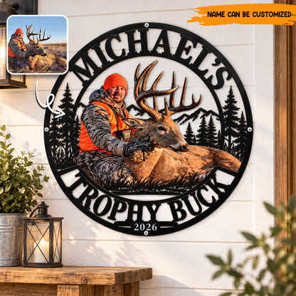 Personalized Hunting Memories Metal Sign – Custom Photo & Name, Hunting Keepsake Gift