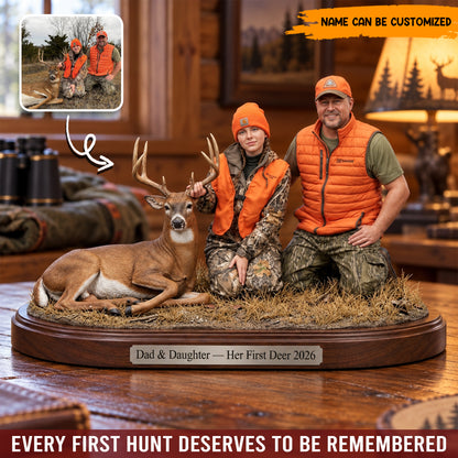 Personalized Deer Hunting Photo Acrylic Plaque, Custom First Buck Keepsake, Hunter Desk Standee Decor