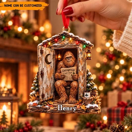 Bigfoot Outhouse – Personalized Funny Christmas Ornament