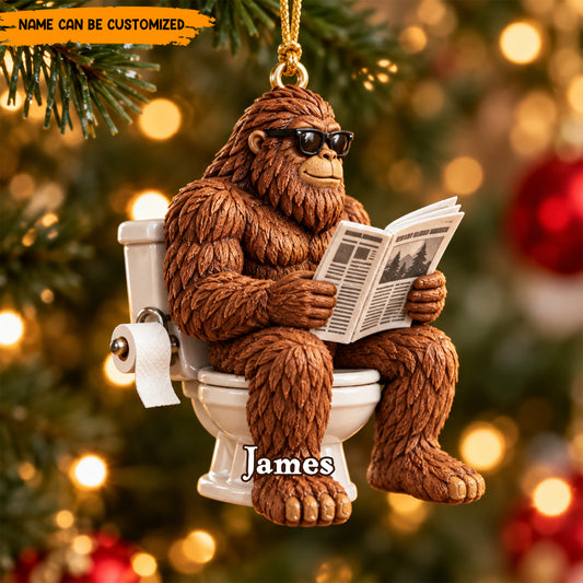 Bigfoot Bathroom Break – Personalized Funny Christmas Ornament