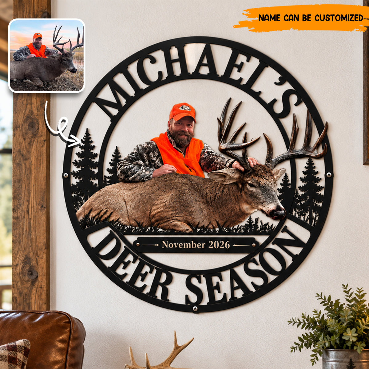 Personalized Hunting Memories Metal Sign – Custom Photo & Name, Hunting Keepsake Gift