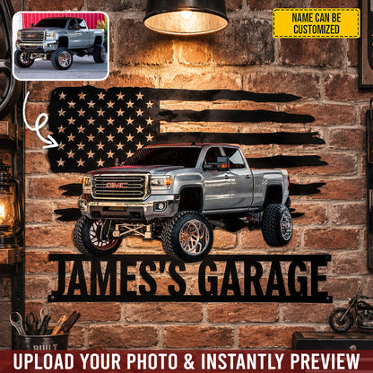 American Pride Garage – Personalized Photo Car Metal Sign