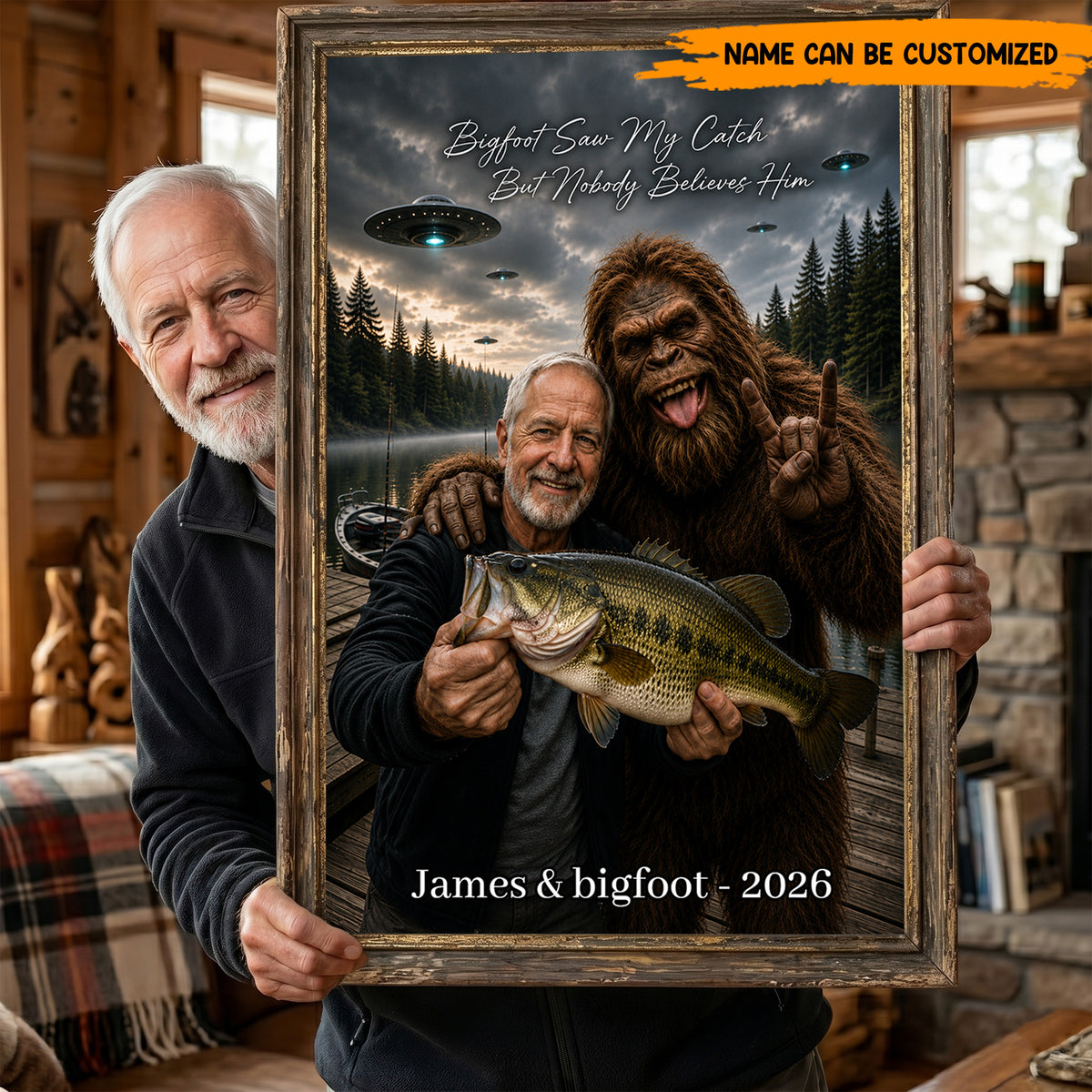 Bigfoot Saw My Catch But Nobody Believes Him – Personalized Poster Canvas