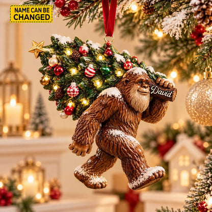 Funny Bigfoot Christmas Tree Ornament – Personalized Sasquatch Holiday Decor & Gift