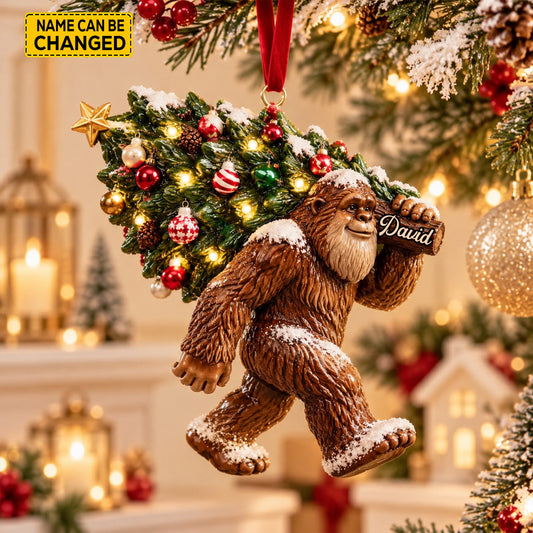 Funny Bigfoot Christmas Tree Ornament – Personalized Sasquatch Holiday Decor & Gift