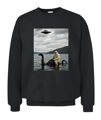 Bigfoot Rides Nessie – Legendary Lake Monster Shirt