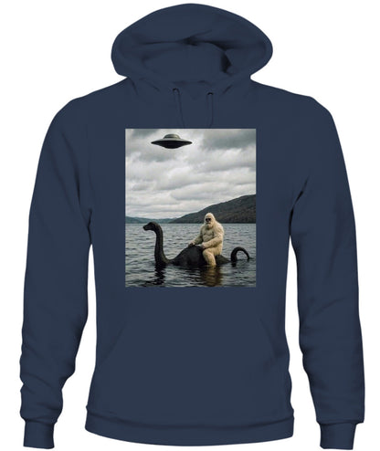 Bigfoot Rides Nessie – Legendary Lake Monster Shirt