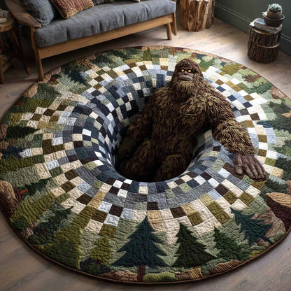 Peekaboo Sasquatch Quilted Round Mat