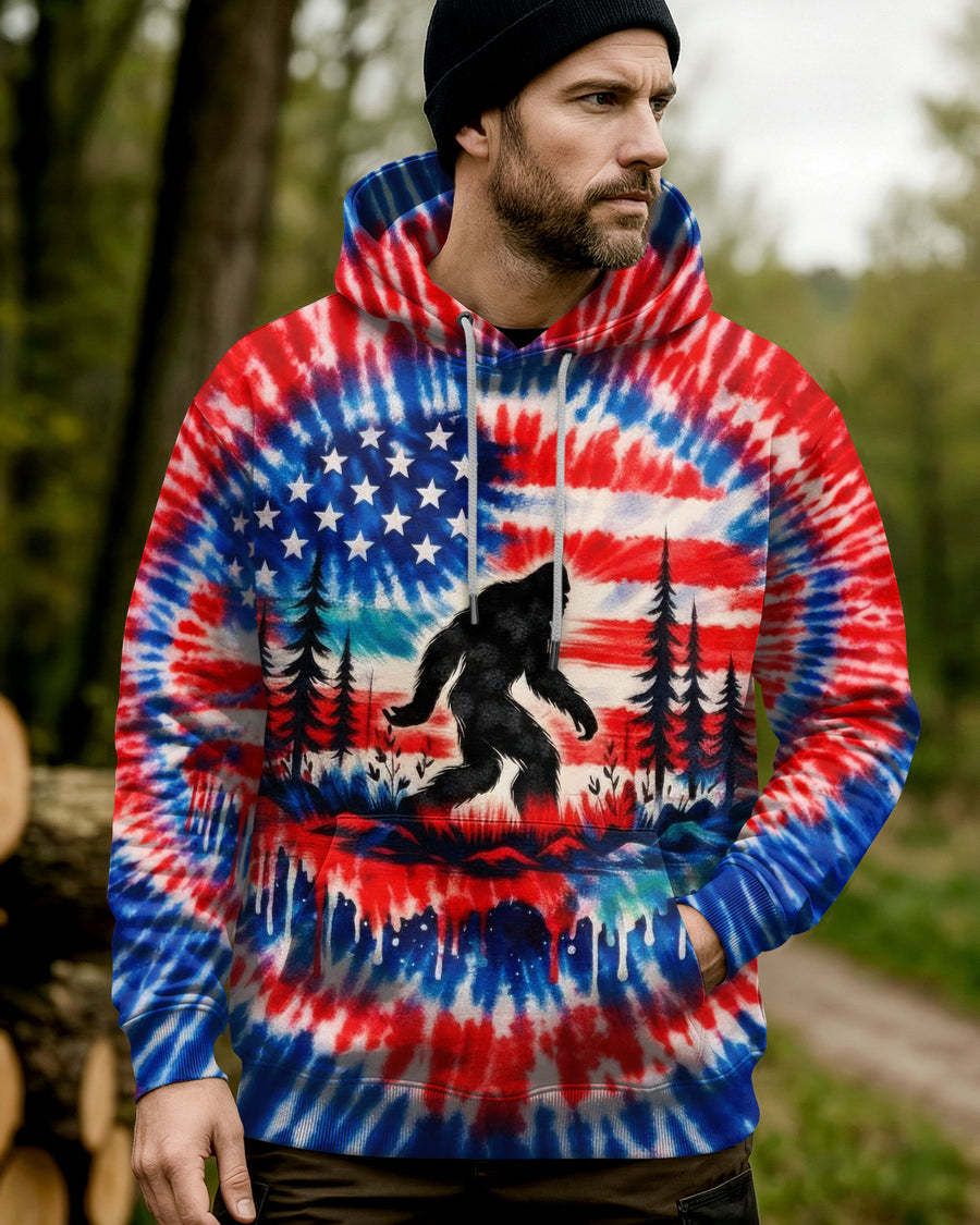 BIGFOOT FLAG RED WHITE & BLUE SWIRL ALL OVER PRINT SHIRT