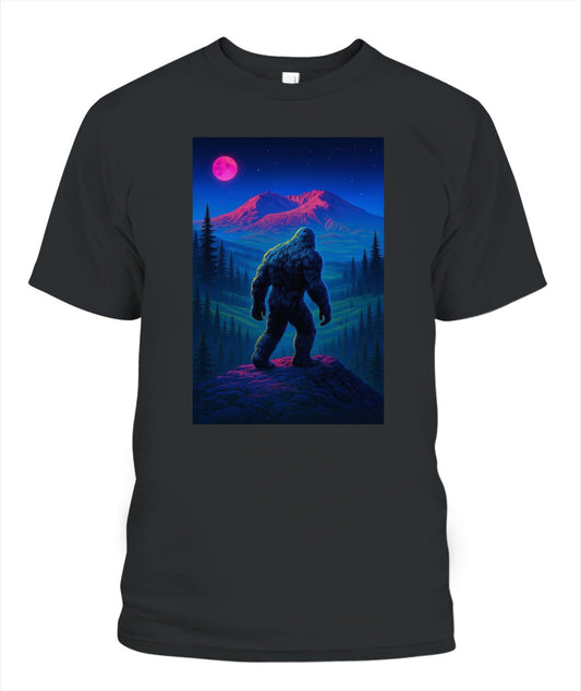 Midnight Wanderer – Retro Neon Bigfoot Shirt