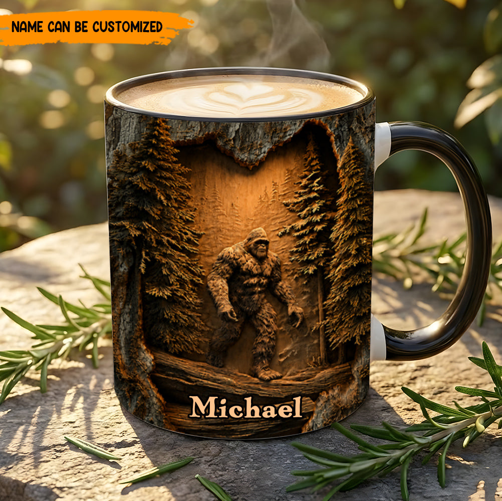 Personalized Sasquatch In The Woods Mug – Custom Name Wilderness Accent Mug