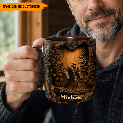 Personalized Sasquatch In The Woods Mug – Custom Name Wilderness Accent Mug