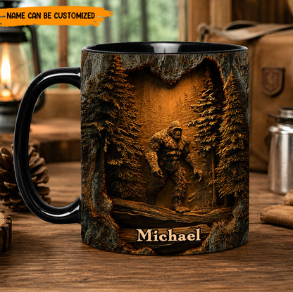 Personalized Sasquatch In The Woods Mug – Custom Name Wilderness Accent Mug