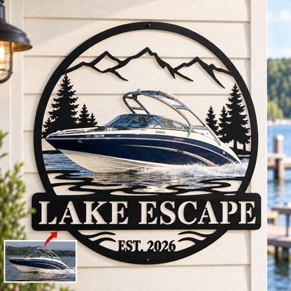 Boating Memories – Personalized Boat Photo, Name & Year Metal Sign