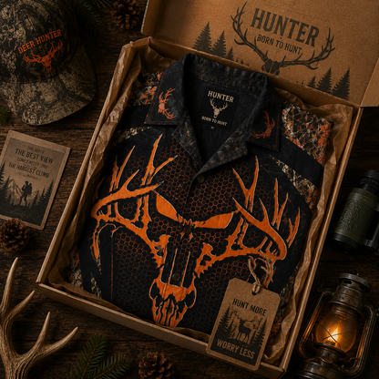 Born to Hunt – Camo Deer Hunting Hawaiian Shirt