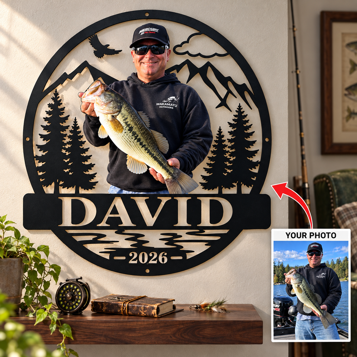 Catch of a Lifetime – Personalized Fishing Photo & Name Metal Sign