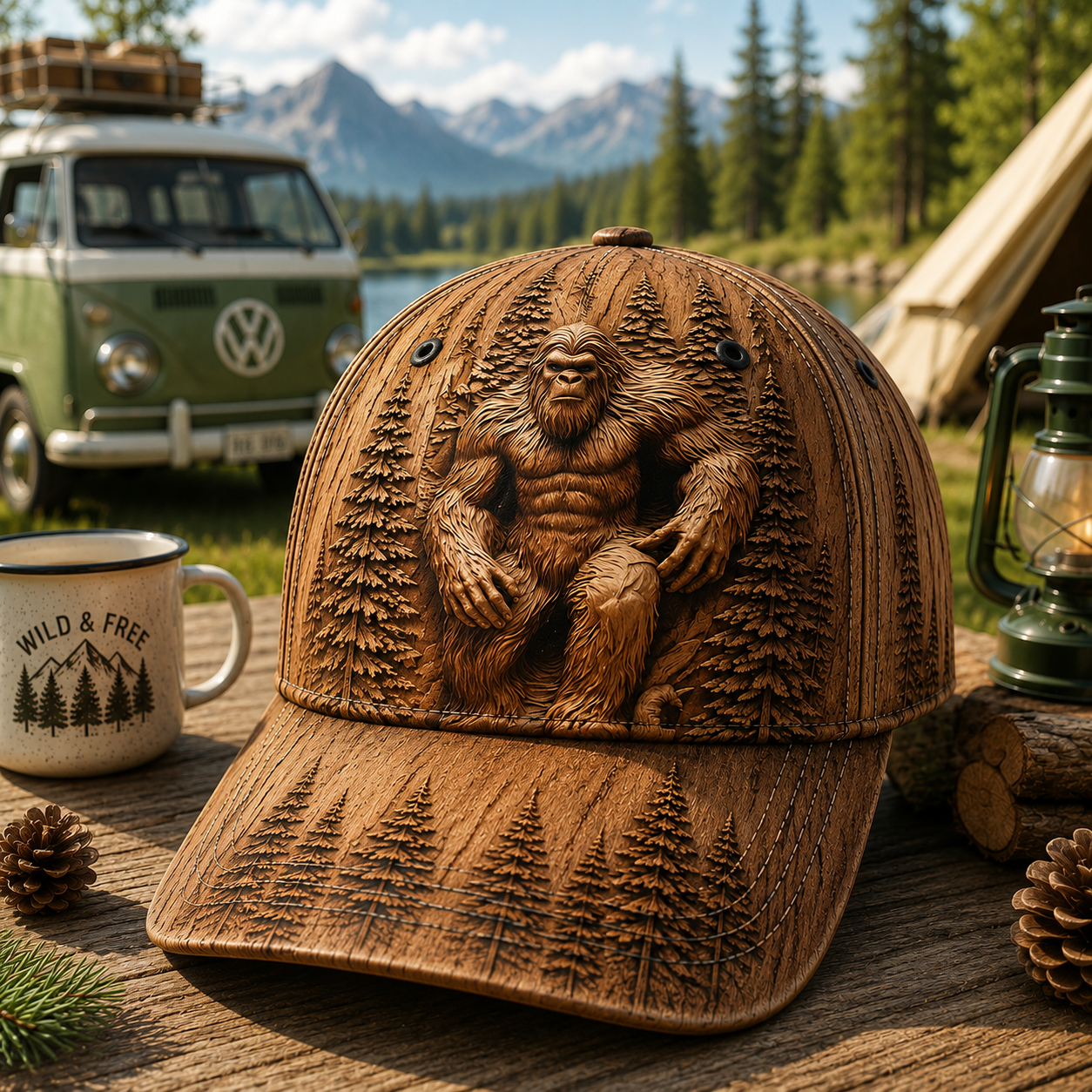 Bigfoot Woodland Carving Classic Cap – Vintage Outdoor Gift