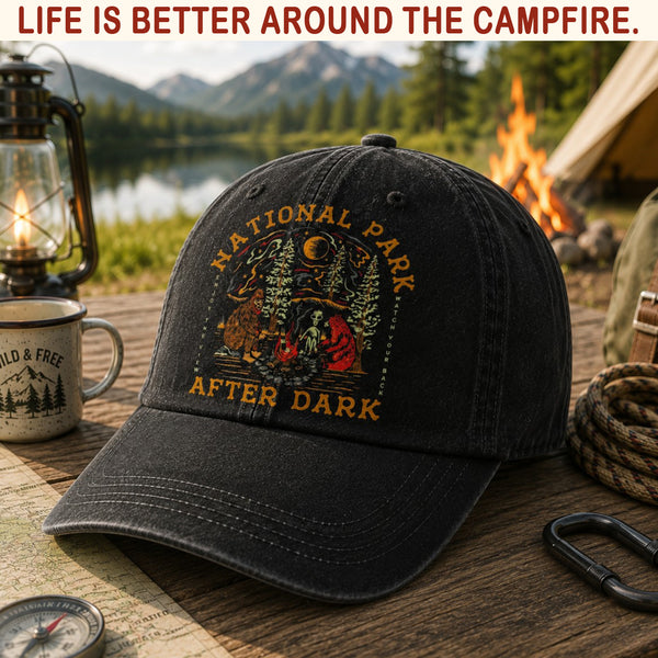 National Park After Dark Vintage Camping Cap