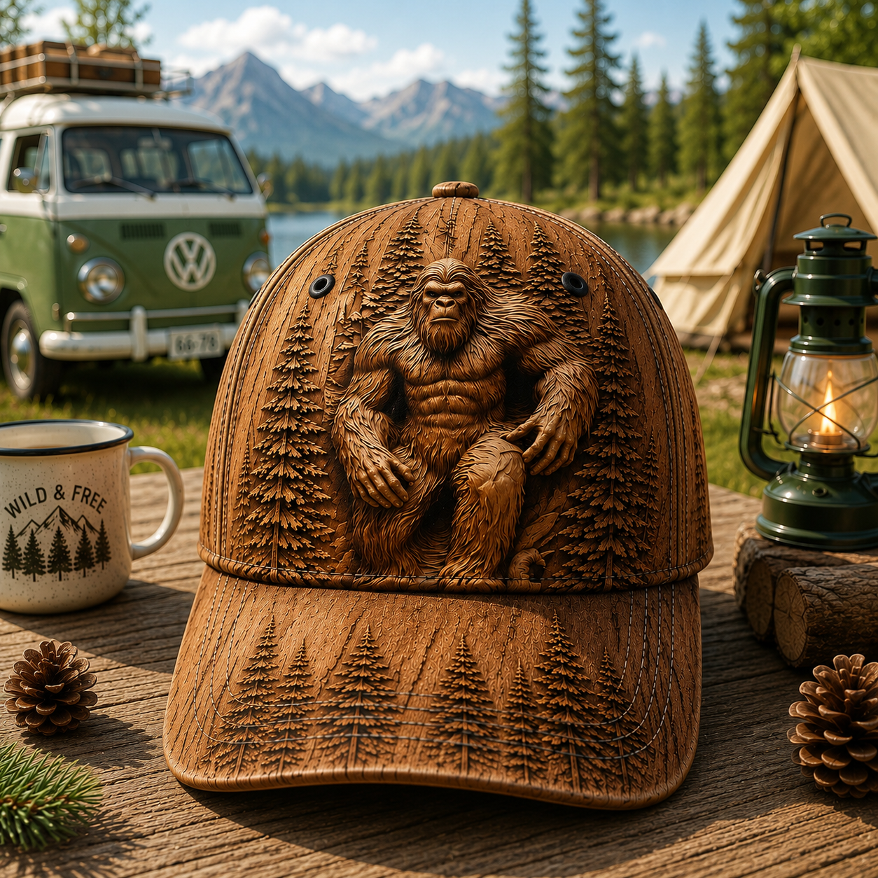 Bigfoot Woodland Carving Classic Cap – Vintage Outdoor Gift