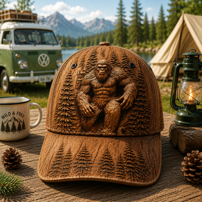 Bigfoot Woodland Carving Classic Cap – Vintage Outdoor Gift