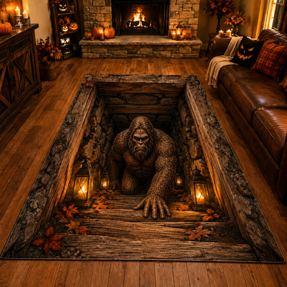 Bigfoot Basement Escape Area Rug – Halloween Gift