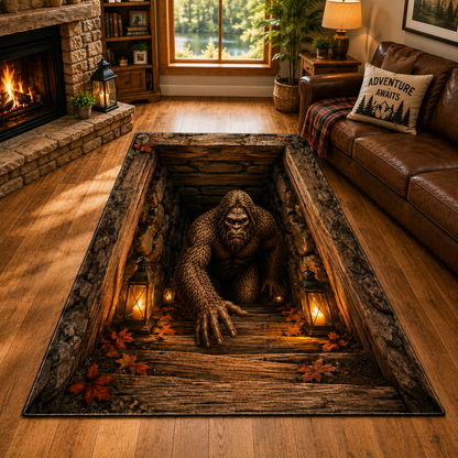 Bigfoot Basement Escape Area Rug – Halloween Gift