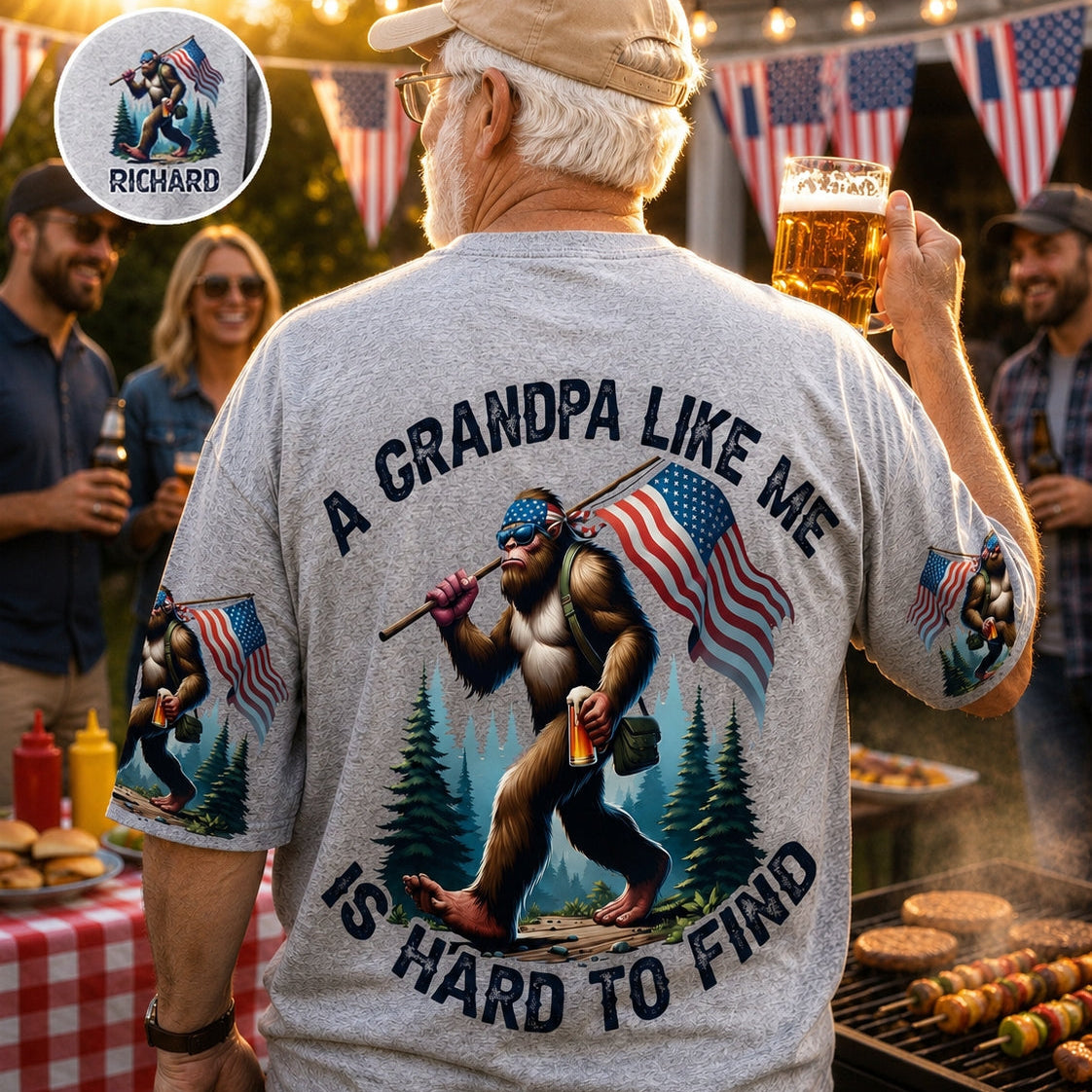 A Grandpa Like Me Is Hard To Find – Personalized Bigfoot American All Over Print Shirt