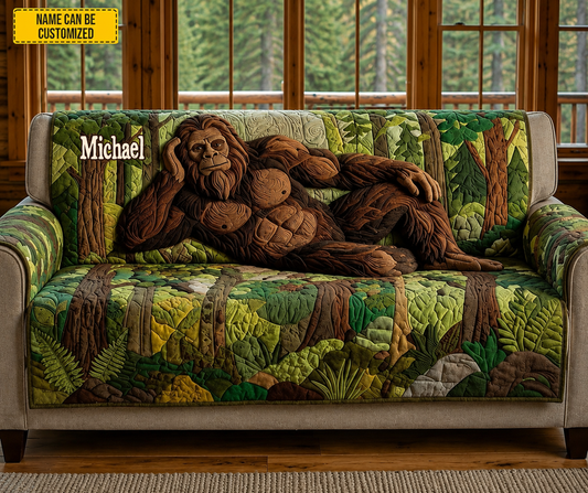Personalized Bigfoot Forest Lounge Quilted Sofa Cover