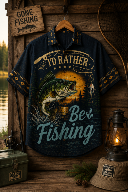 I’d Rather Be Fishing – Vintage Hawaiian Shirt