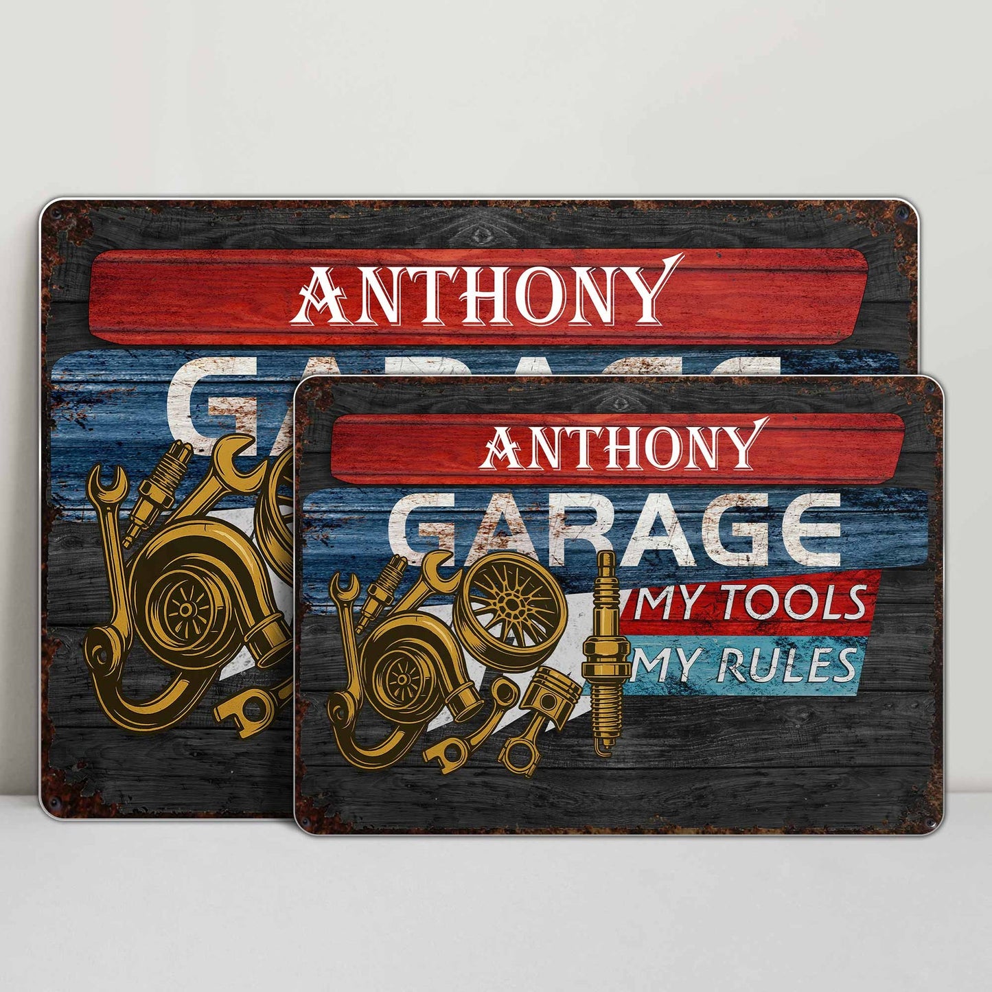 Garage My Tools My Rules, Personalized Metal Sign, Gift For Dad and Mechanics