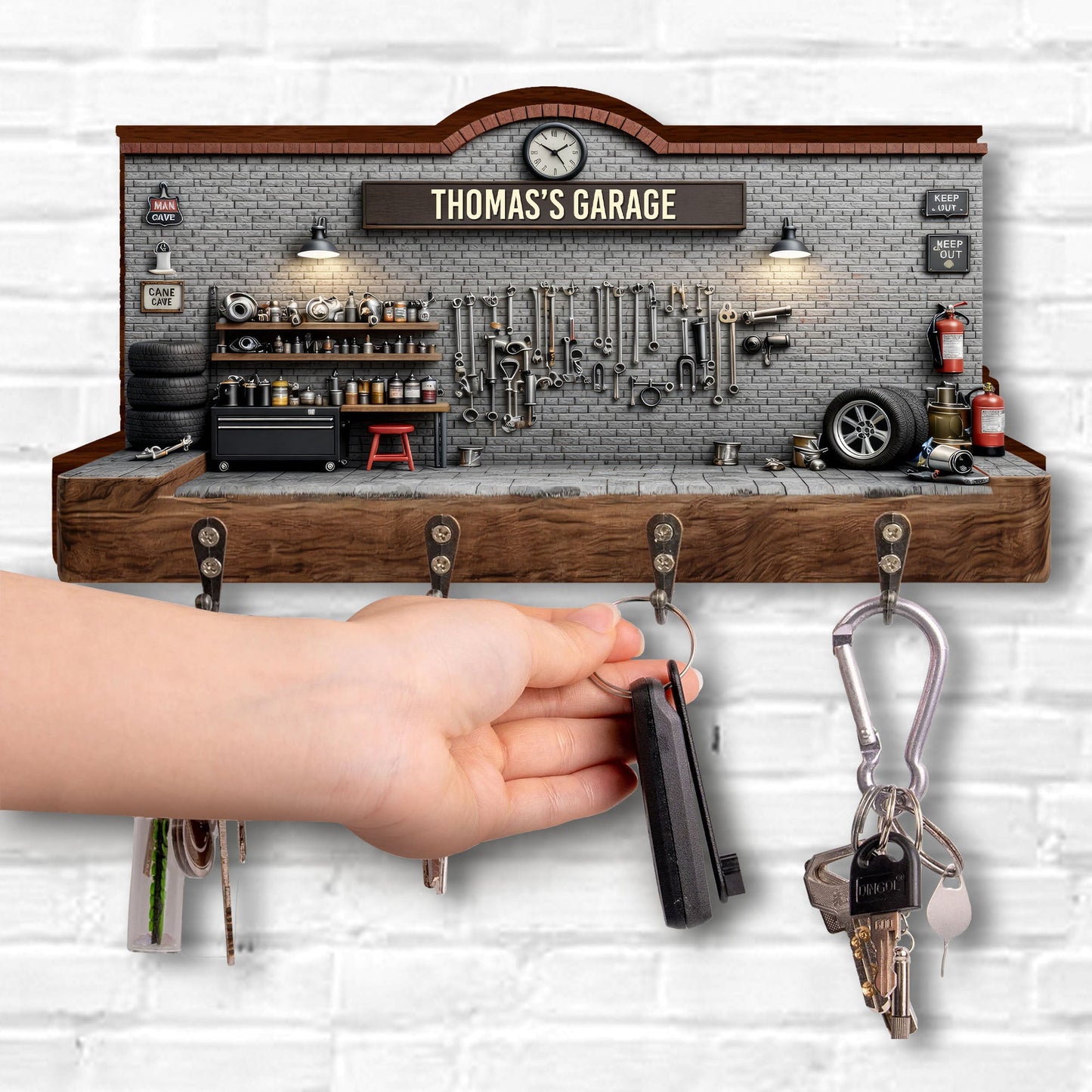 My Garage Personalized Key Holder, Gift For Dad and Car Lovers
