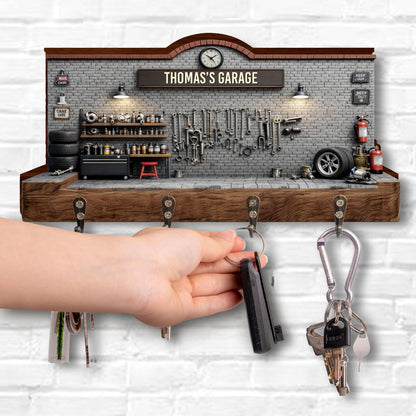 My Garage Personalized Key Holder, Gift For Dad and Car Lovers