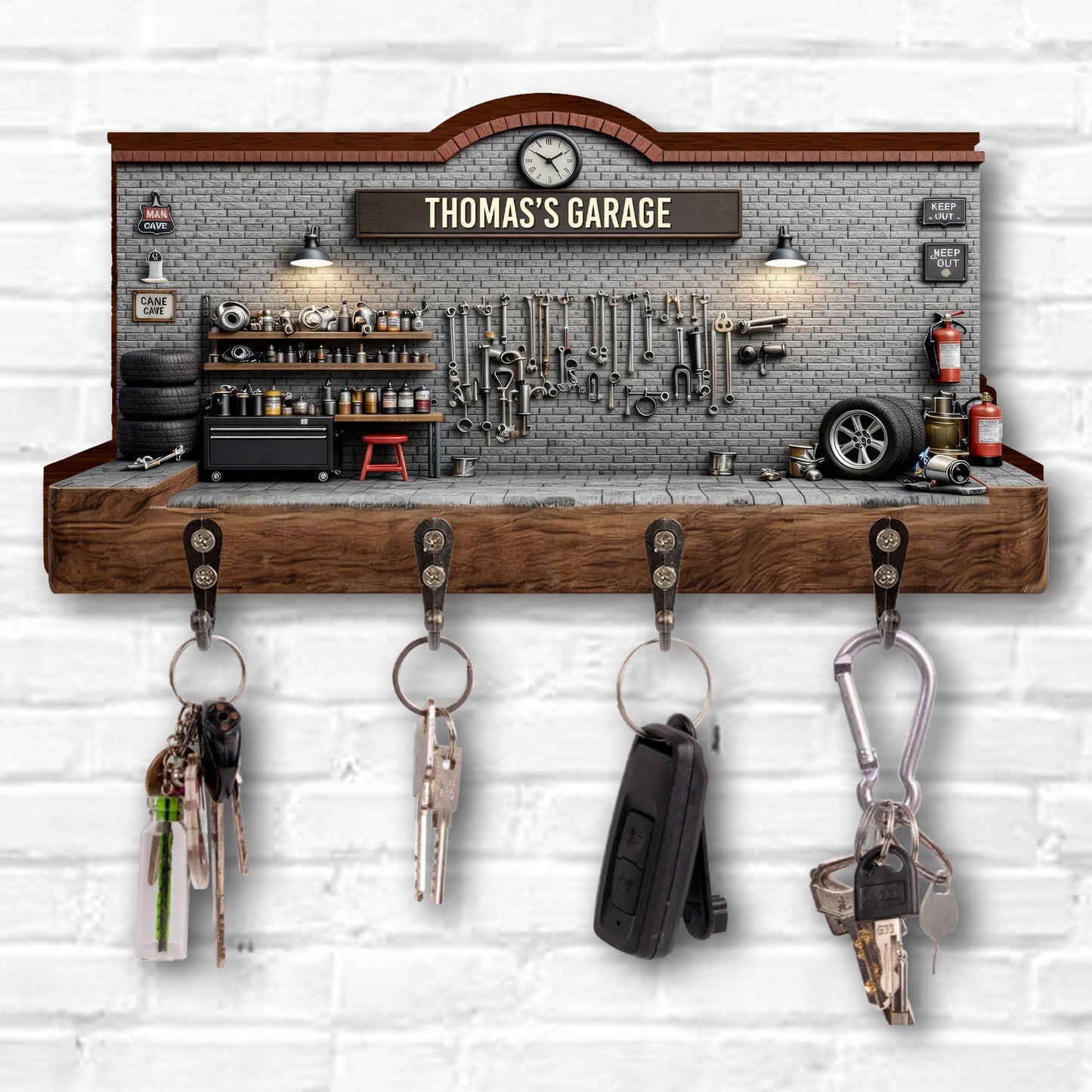 My Garage Personalized Key Holder, Gift For Dad and Car Lovers