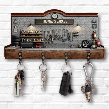 My Garage Personalized Key Holder, Gift For Dad and Car Lovers