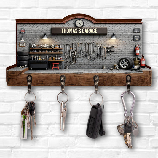 My Garage Personalized Key Holder, Gift For Dad and Car Lovers