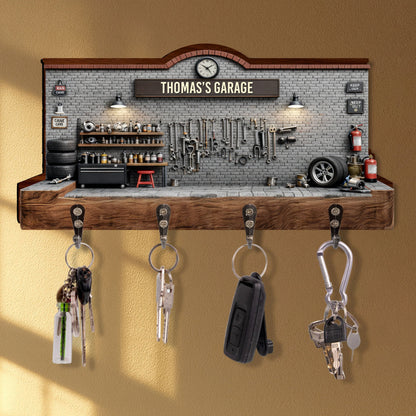 My Garage Personalized Key Holder, Gift For Dad and Car Lovers