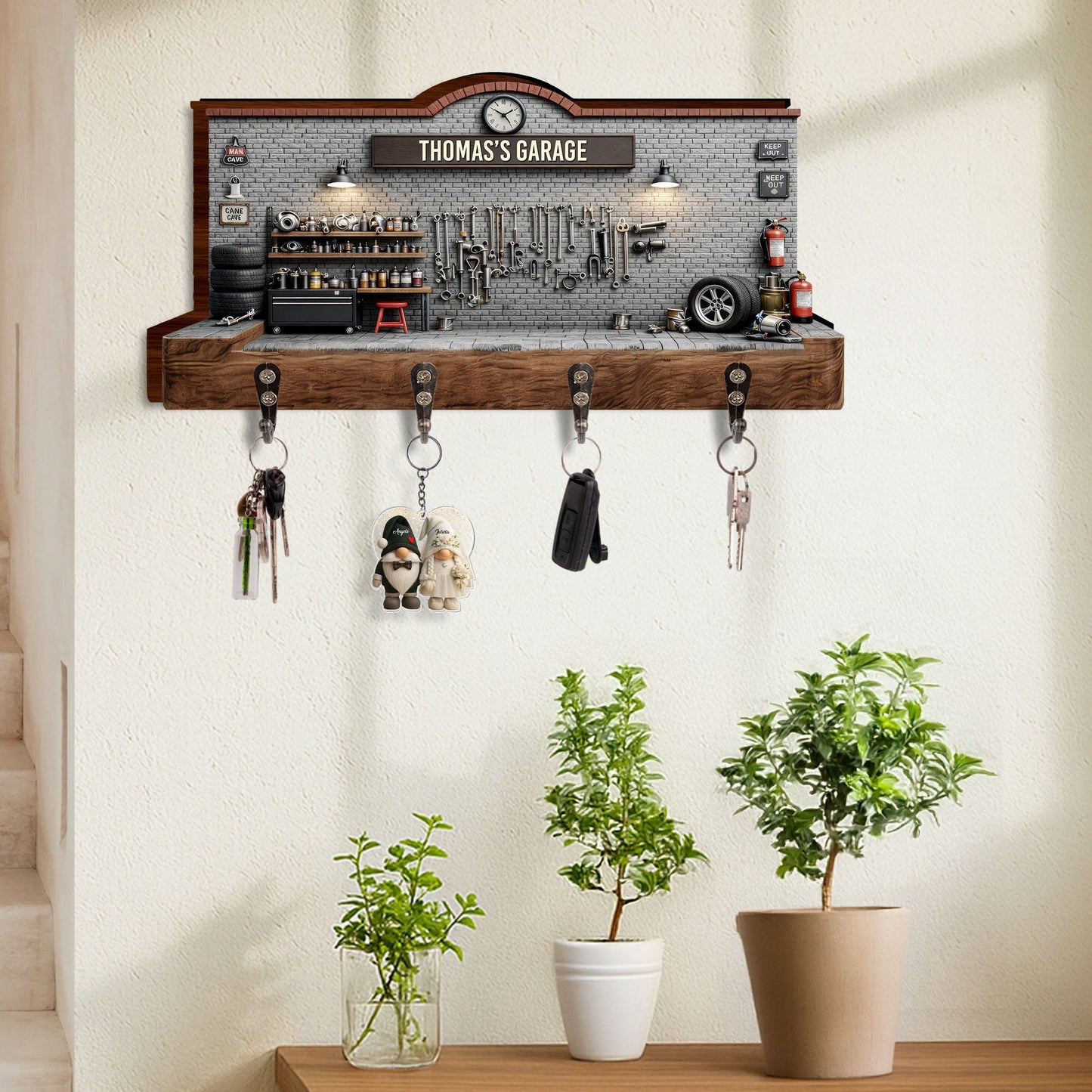 My Garage Personalized Key Holder, Gift For Dad and Car Lovers