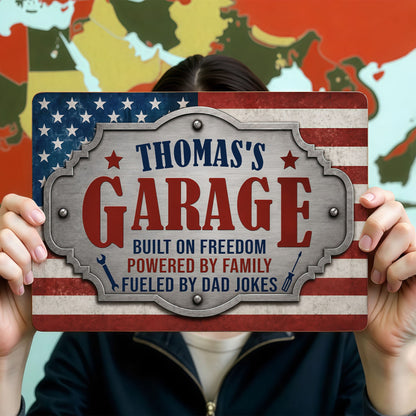 My Garage Built On Freedom, Personalized Metal Sign, Gift For Dad