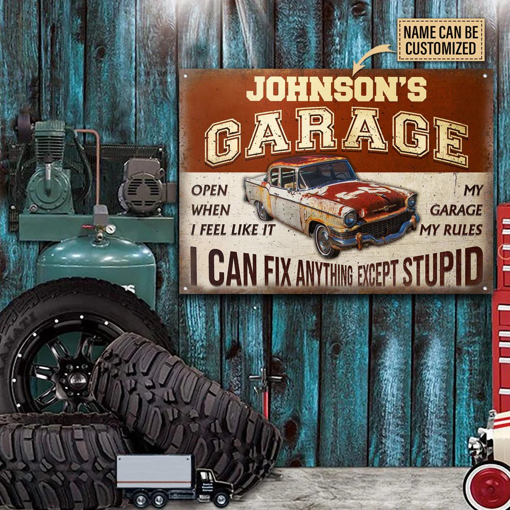 Garage Sign - Auto Mechanic Garage I Can Fix Anything Customized Classic Metal Signs