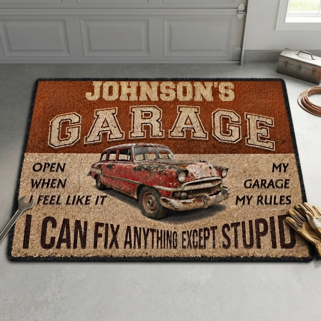 Personalized Custom Photo Vintage Garage Doormat