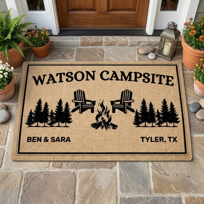 Personalized Campsite Family Name Welcome Camping Doormat