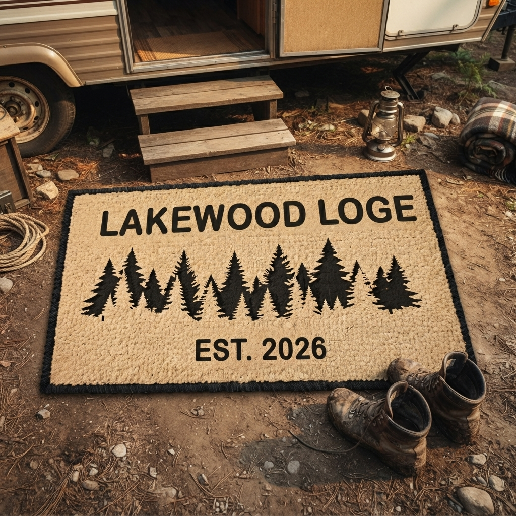 Personalized Rustic Forest Lodge Doormat