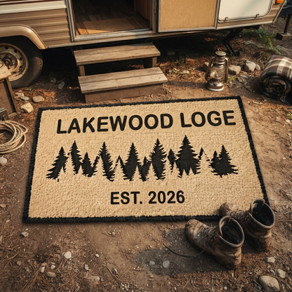 Personalized Rustic Forest Lodge Doormat