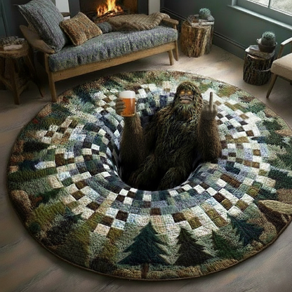 Peekaboo Sasquatch Quilted Round Mat