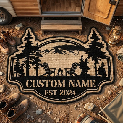 Personalized Couple Campsite Shape Doormat/Rug