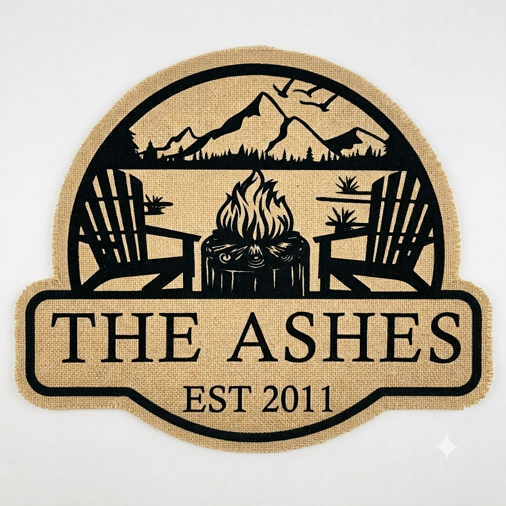 Personalized Couple Campfire Shape Doormat/Rug