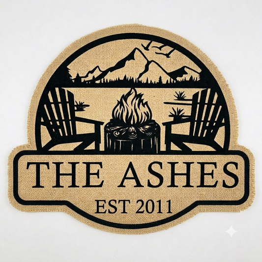 Personalized Couple Campfire Shape Doormat/Rug