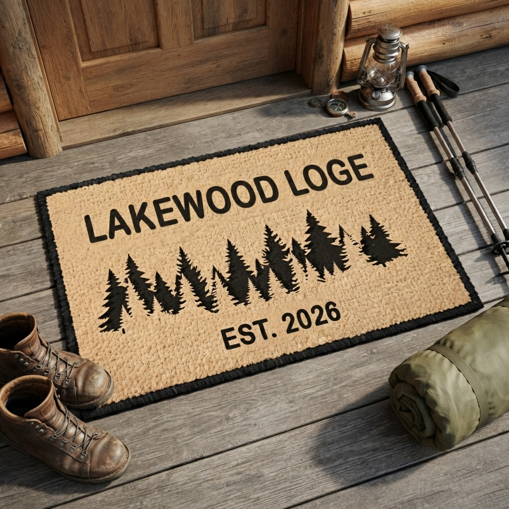 Personalized Rustic Forest Lodge Doormat