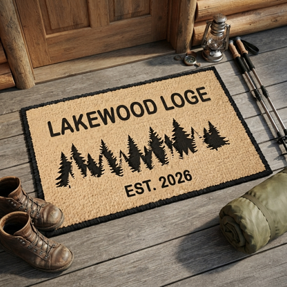Personalized Rustic Forest Lodge Doormat