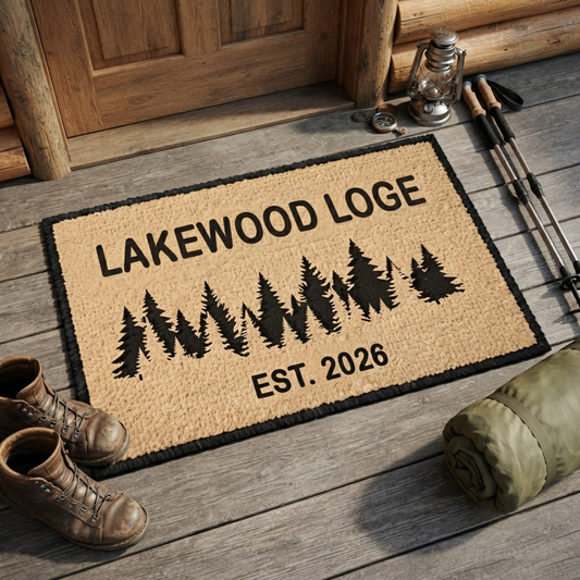 Personalized Rustic Forest Lodge Doormat